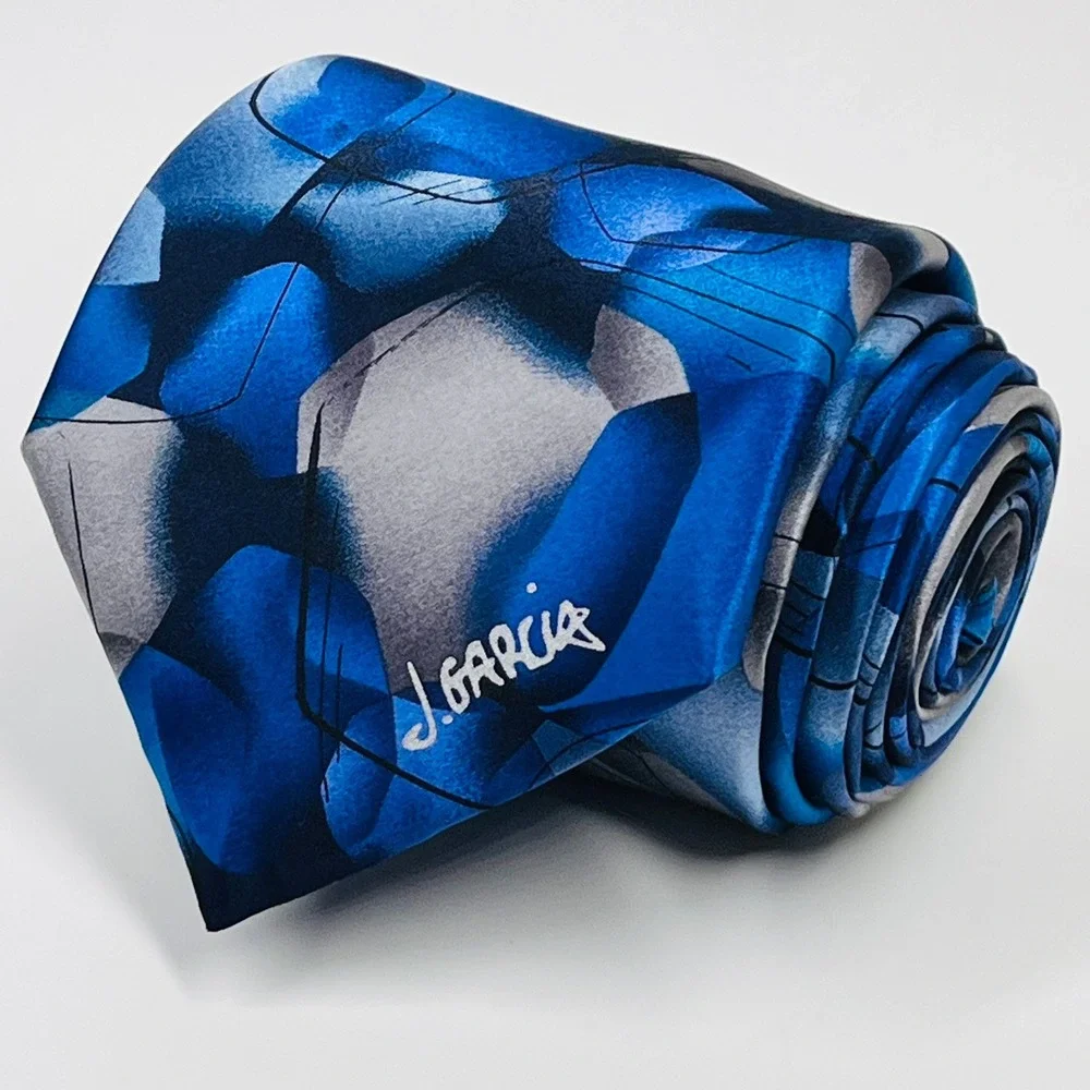 J. Garcia Necktie Men OS Blue Bee Hive‎ Artist Proof Silk Abstract Signature Tie